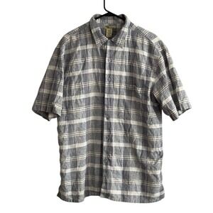 Islander Mens Linen Blend Shirt Xl Button Front Gray Short Sleeve EUC